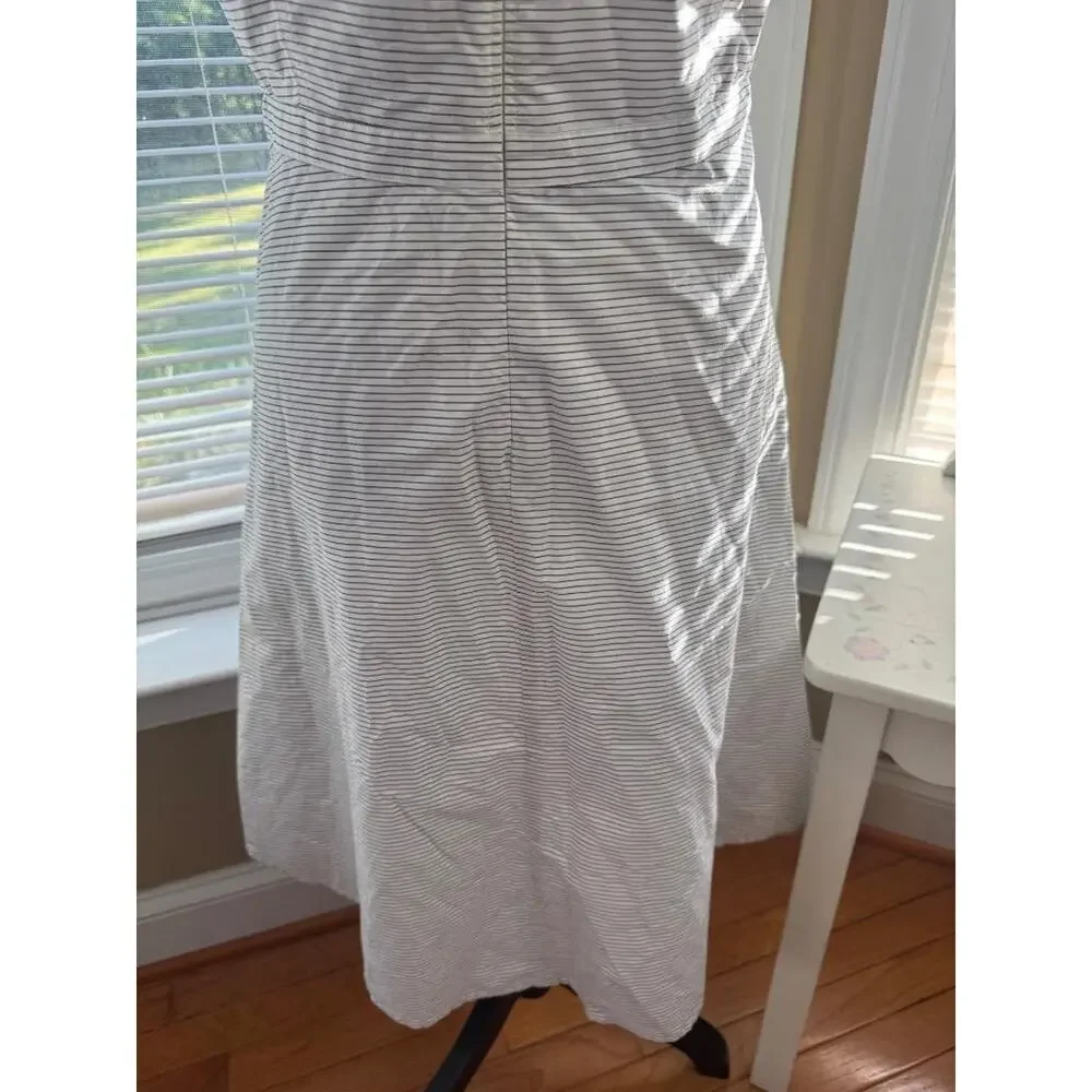 TORY BURCH white black stripe fit and flare dress size small (DR100